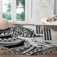 Hawaiian Tribal Manta Ray Round Carpet Kakau Tattoo and Polynesian Art Motif Pattern LT03 - Polynesian Pride