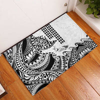 Hawaiian Tribal Manta Ray Rubber Doormat Kakau Tattoo and Polynesian Art Motif Pattern