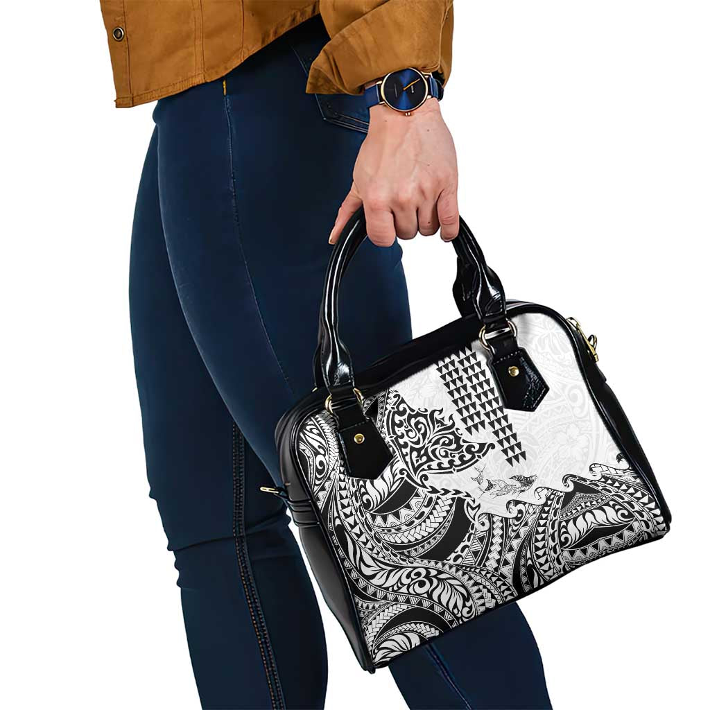 Hawaiian Tribal Manta Ray Shoulder Handbag Kakau Tattoo and Polynesian Art Motif Pattern LT03 - Polynesian Pride