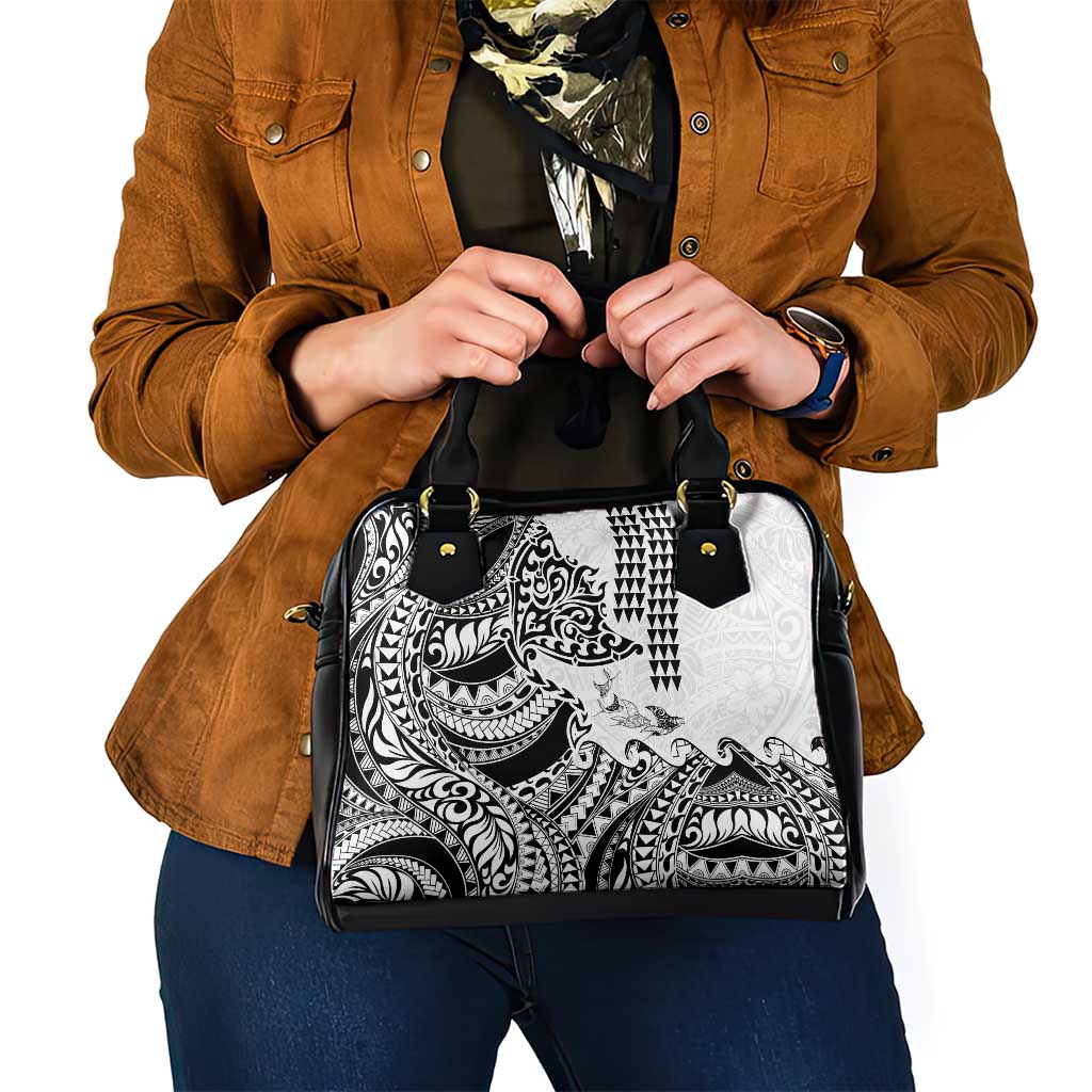 Hawaiian Tribal Manta Ray Shoulder Handbag Kakau Tattoo and Polynesian Art Motif Pattern LT03 - Polynesian Pride