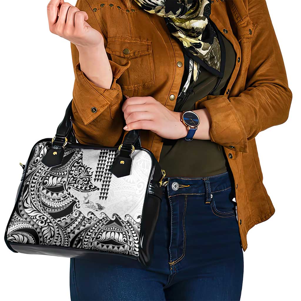 Hawaiian Tribal Manta Ray Shoulder Handbag Kakau Tattoo and Polynesian Art Motif Pattern LT03 - Polynesian Pride