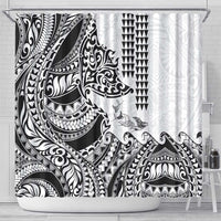 Hawaiian Tribal Manta Ray Shower Curtain Kakau Tattoo and Polynesian Art Motif Pattern LT03 - Polynesian Pride