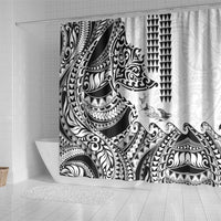 Hawaiian Tribal Manta Ray Shower Curtain Kakau Tattoo and Polynesian Art Motif Pattern LT03 - Polynesian Pride