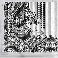 Hawaiian Tribal Manta Ray Shower Curtain Kakau Tattoo and Polynesian Art Motif Pattern LT03 - Polynesian Pride