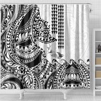 Hawaiian Tribal Manta Ray Shower Curtain Kakau Tattoo and Polynesian Art Motif Pattern LT03 - Polynesian Pride