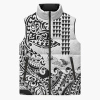 Hawaiian Tribal Manta Ray Sleeveless Puffer Jacket Kakau Tattoo and Polynesian Art Motif Pattern LT03 Unisex Multicolor - Polynesian Pride