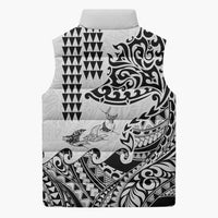 Hawaiian Tribal Manta Ray Sleeveless Puffer Jacket Kakau Tattoo and Polynesian Art Motif Pattern LT03 - Polynesian Pride