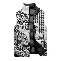 Hawaiian Tribal Manta Ray Sleeveless Puffer Jacket Kakau Tattoo and Polynesian Art Motif Pattern LT03 - Polynesian Pride