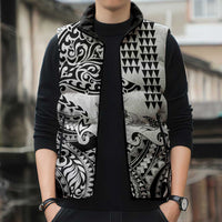 Hawaiian Tribal Manta Ray Sleeveless Puffer Jacket Kakau Tattoo and Polynesian Art Motif Pattern LT03 - Polynesian Pride