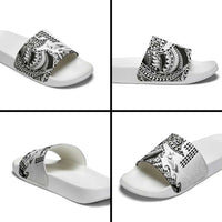 Hawaiian Tribal Manta Ray Slide Sandals Kakau Tattoo and Polynesian Art Motif Pattern LT03 - Polynesian Pride
