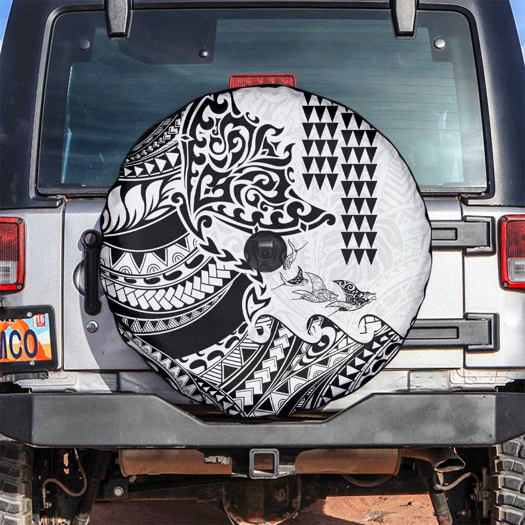 Hawaiian Tribal Manta Ray Spare Tire Cover Kakau Tattoo and Polynesian Art Motif Pattern LT03 Multicolor - Polynesian Pride