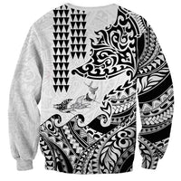Hawaiian Tribal Manta Ray Sweatshirt Kakau Tattoo and Polynesian Art Motif Pattern LT03 - Polynesian Pride