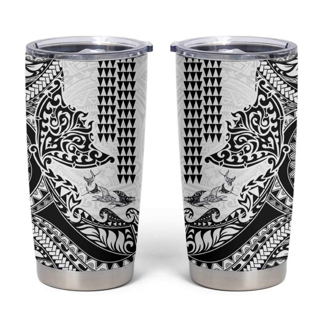 Hawaiian Tribal Manta Ray Tumbler Cup Kakau Tattoo and Polynesian Art Motif Pattern LT03 Multicolor - Polynesian Pride