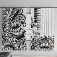 Hawaiian Tribal Manta Ray Window Curtain Kakau Tattoo and Polynesian Art Motif Pattern LT03 With Hooks Multicolor - Polynesian Pride