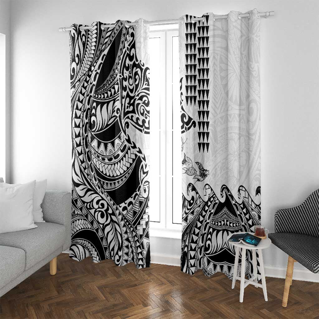 Hawaiian Tribal Manta Ray Window Curtain Kakau Tattoo and Polynesian Art Motif Pattern LT03 With Grommets Multicolor - Polynesian Pride