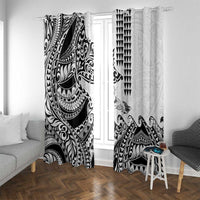 Hawaiian Tribal Manta Ray Window Curtain Kakau Tattoo and Polynesian Art Motif Pattern LT03 With Grommets Multicolor - Polynesian Pride