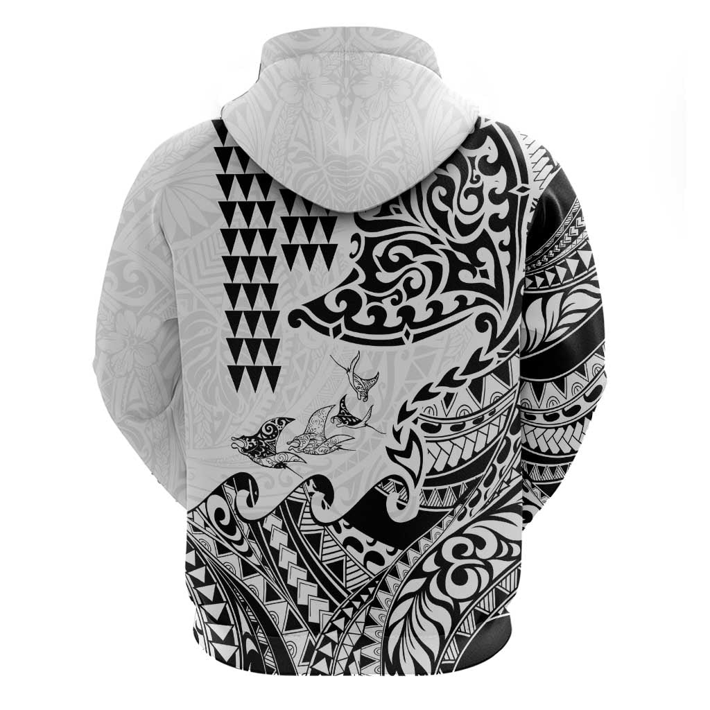 Hawaiian Tribal Manta Ray Zip Hoodie Kakau Tattoo and Polynesian Art Motif Pattern LT03 - Polynesian Pride