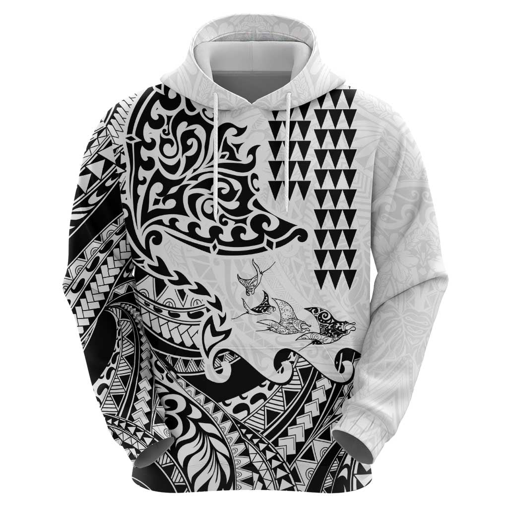 Hawaiian Tribal Manta Ray Zip Hoodie Kakau Tattoo and Polynesian Art Motif Pattern LT03 - Polynesian Pride