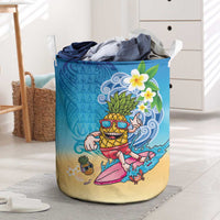 Hawaiian Funny Pineapple Surfing Laundry Basket Beach with Tribal Kakau and Plumeria LT03 Multicolor - Polynesian Pride