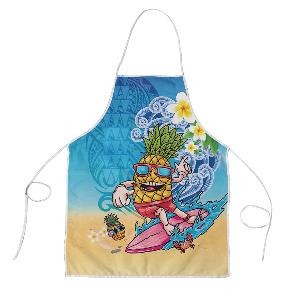 Hawaiian Funny Pineapple Surfing Apron Beach with Tribal Kakau and Plumeria LT03 Multicolor - Polynesian Pride