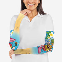 Hawaiian Funny Pineapple Surfing Arm Sleeves Beach with Tribal Kakau and Plumeria