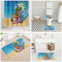 Hawaiian Funny Pineapple Surfing Bathroom Set Beach with Tribal Kakau and Plumeria LT03 - Polynesian Pride