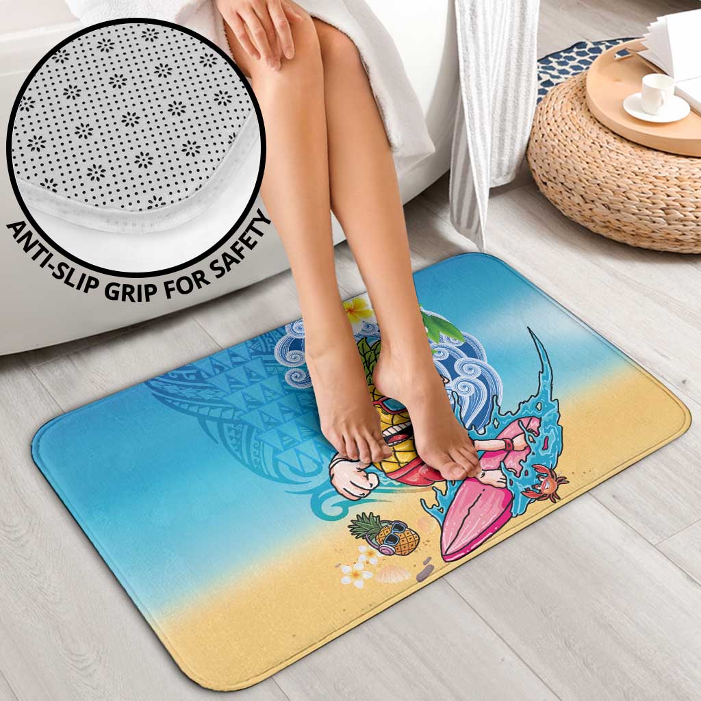 Hawaiian Funny Pineapple Surfing Bathroom Set Beach with Tribal Kakau and Plumeria LT03 - Polynesian Pride