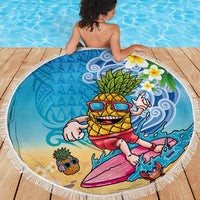 Hawaiian Funny Pineapple Surfing Beach Blanket Beach with Tribal Kakau and Plumeria LT03 - Polynesian Pride