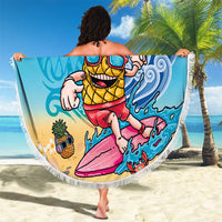 Hawaiian Funny Pineapple Surfing Beach Blanket Beach with Tribal Kakau and Plumeria LT03 - Polynesian Pride