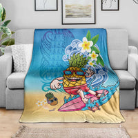 Hawaiian Funny Pineapple Surfing Blanket Beach with Tribal Kakau and Plumeria LT03 - Polynesian Pride