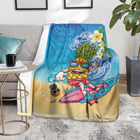 Hawaiian Funny Pineapple Surfing Blanket Beach with Tribal Kakau and Plumeria LT03 - Polynesian Pride