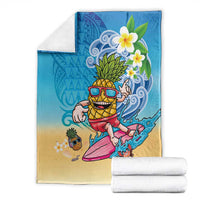 Hawaiian Funny Pineapple Surfing Blanket Beach with Tribal Kakau and Plumeria LT03 - Polynesian Pride