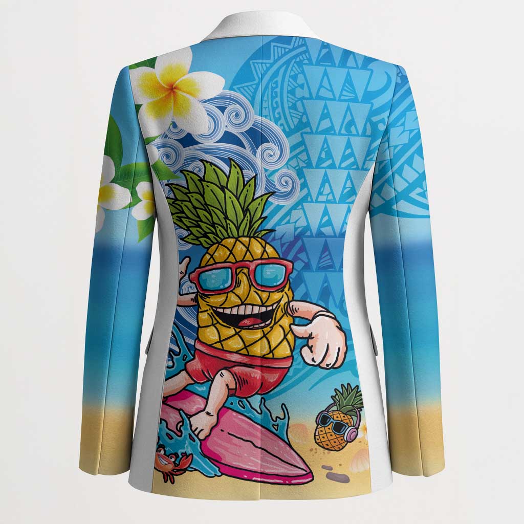 Hawaiian Funny Pineapple Surfing Blazer Beach with Tribal Kakau and Plumeria LT03 - Polynesian Pride
