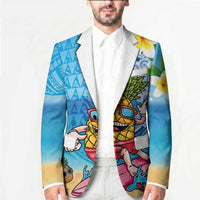 Hawaiian Funny Pineapple Surfing Blazer Beach with Tribal Kakau and Plumeria LT03 - Polynesian Pride