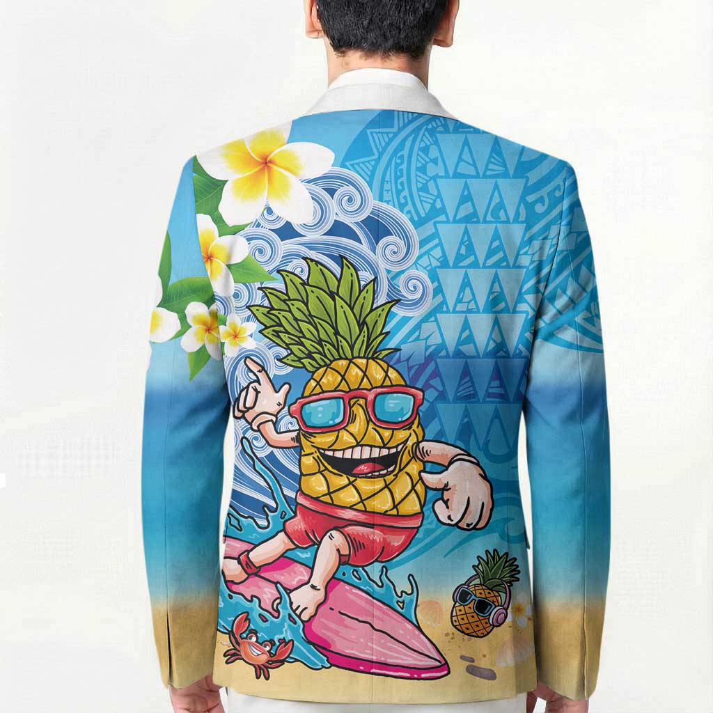 Hawaiian Funny Pineapple Surfing Blazer Beach with Tribal Kakau and Plumeria LT03 - Polynesian Pride