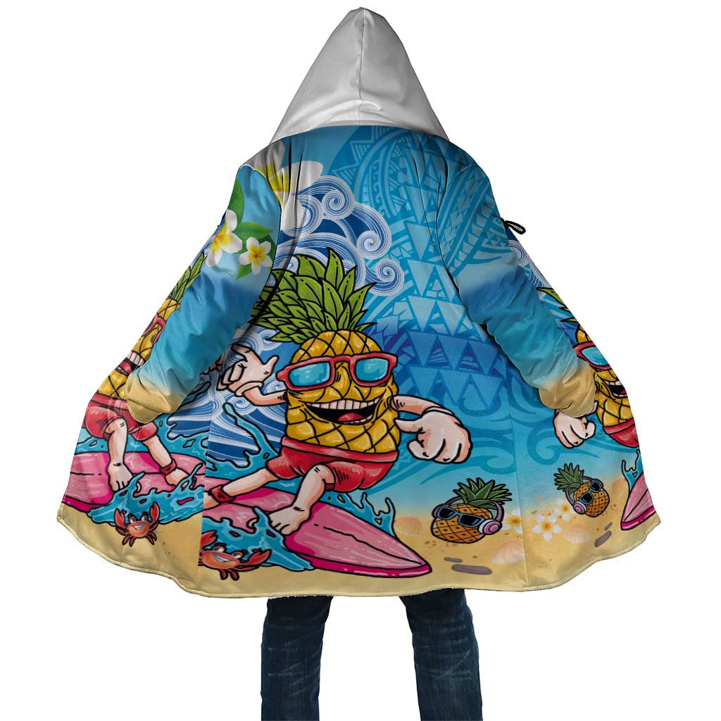 Hawaiian Funny Pineapple Surfing Cloak Beach with Tribal Kakau and Plumeria LT03 Unisex Multicolor - Polynesian Pride