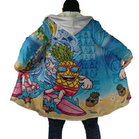 Hawaiian Funny Pineapple Surfing Cloak Beach with Tribal Kakau and Plumeria LT03 - Polynesian Pride