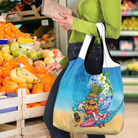 Hawaiian Funny Pineapple Surfing Grocery Bag Beach with Tribal Kakau and Plumeria LT03 - Polynesian Pride