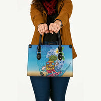 Hawaiian Funny Pineapple Surfing Leather Bag Beach with Tribal Kakau and Plumeria LT03 - Polynesian Pride