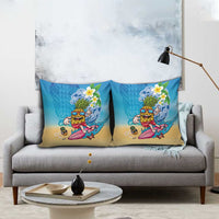Hawaiian Funny Pineapple Surfing Pillow Cover Beach with Tribal Kakau and Plumeria LT03 - Polynesian Pride
