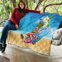 Hawaiian Funny Pineapple Surfing Quilt Beach with Tribal Kakau and Plumeria LT03 - Polynesian Pride