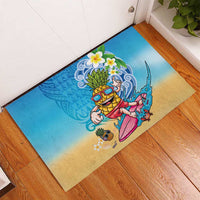 Hawaiian Funny Pineapple Surfing Rubber Doormat Beach with Tribal Kakau and Plumeria LT03 - Polynesian Pride