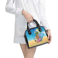 Hawaiian Funny Pineapple Surfing Shoulder Handbag Beach with Tribal Kakau and Plumeria