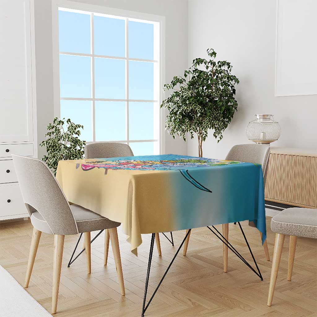 Hawaiian Funny Pineapple Surfing Tablecloth Beach with Tribal Kakau and Plumeria LT03 - Polynesian Pride