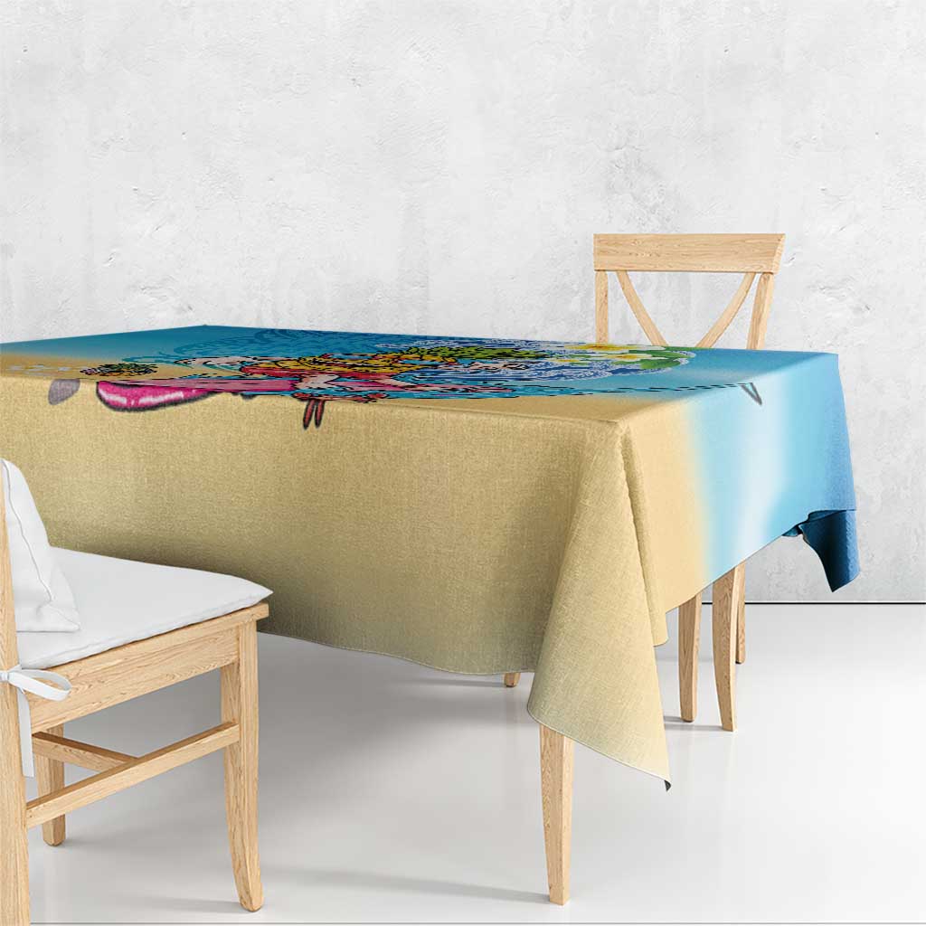Hawaiian Funny Pineapple Surfing Tablecloth Beach with Tribal Kakau and Plumeria LT03 - Polynesian Pride