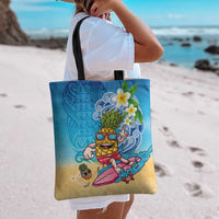 Hawaiian Funny Pineapple Surfing Tote Bag Beach with Tribal Kakau and Plumeria LT03 - Polynesian Pride