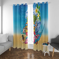 Hawaiian Funny Pineapple Surfing Window Curtain Beach with Tribal Kakau and Plumeria LT03 With Grommets Multicolor - Polynesian Pride