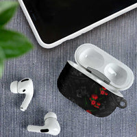 Hawaiian Taro Leaves and Ohia Lehua AirPods Case Polynesian Tribal Art Tropical Plants Motifs Grayscale