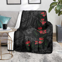 Hawaiian Taro Leaves and Ohia Lehua Blanket Polynesian Tribal Art Tropical Plants Motifs Grayscale
