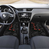 Hawaiian Taro Leaves and Ohia Lehua Car Mats Polynesian Tribal Art Tropical Plants Motifs Grayscale